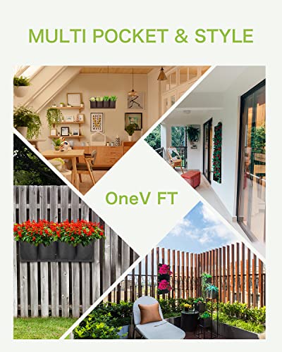 OneV FT Hanging Wall Planters for Indoor, 4 Pockets Vertical Garden Planters Hanging Planting Grow Bags, Garden Plant Accessories for Yard Doorway Home Decoration