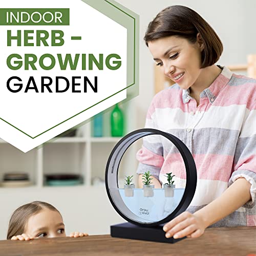 Grow Vival (2-in-1) Soil/Water Hydroponic Growing System - Indoor Garden Planter, (5) Baskets - Round Design with Grow Lights - Ideal for The Home or Office - DIY Create Your Own - Black