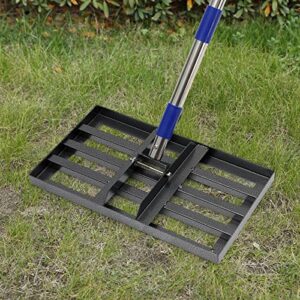 Lawn Leveling Rake, Heavy Duty 17"x10" Lawn Leveling Rake with 6FT Adjustable Steel Handle for Yard Garden Lawn Leveling, Soil Sand Leveling Spreading Dirt Top Dressing, Small Lawn Level Tool