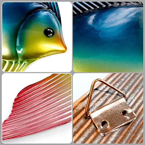 FANWNKI Set of 3 Metal Fish Wall Decor Art Outdoor Indoor Sculpture Hanging for Pool Home Porch Fence Garden