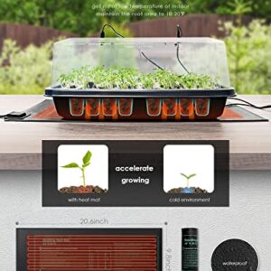 LIPSUN Seed Starter Tray Kit with Grow Light, Seedling Starter Trays, 48 Cells Reusable Plant Starters Silicone, Enhanced Material Seed Germination Kit with Heat Mat/Humidity Dome/High-Raised Lid