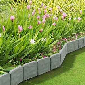 Garden Landscape Edging Borders No Dig,20 PCS 16 FT Lawn Edging for Landscaping,Plastic Fencing Lawn Border,Interlocking Lawn Edge,Imitation Stone Fence for DIY Outdoor Patio Balcony Yard Landscaping