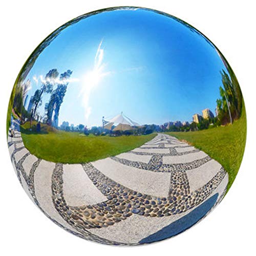 HomDSim 4pcs 5in/6in/8in Diameter Gazing Globe Mirror Ball,Silver Stainless Steel Polished Reflective Smooth Garden Sphere,Colorful and Shiny Addition to Any Garden or Home