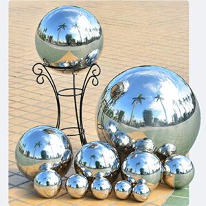 HomDSim 4pcs 5in/6in/8in Diameter Gazing Globe Mirror Ball,Silver Stainless Steel Polished Reflective Smooth Garden Sphere,Colorful and Shiny Addition to Any Garden or Home