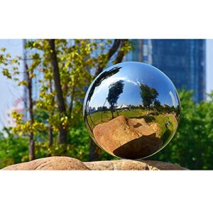 HomDSim 4pcs 5in/6in/8in Diameter Gazing Globe Mirror Ball,Silver Stainless Steel Polished Reflective Smooth Garden Sphere,Colorful and Shiny Addition to Any Garden or Home