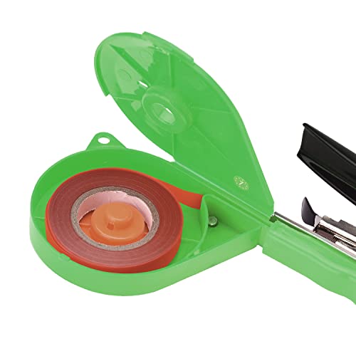 FUNTECK Plant Tying Machine for Grapes, Raspberries, Tomatoes and Vining Vegetables, Comes with Tapes, Staples and Two Replacement Blades,Green