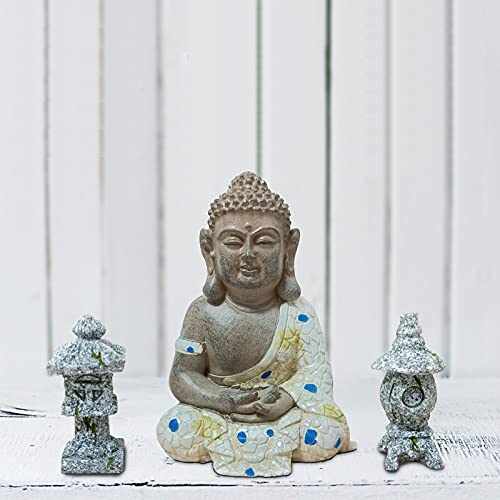 Anner Lily Sitting Buddha Statue Home Decoration, Garden Figurines Bonsai Decorations, Mini Zen Garden Accessories Outdoor Decor