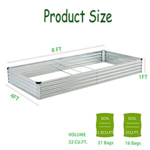 Vengarus Raised Garden Bed Kit, Galvanized Planter Raised Garden Boxes Outdoor, Square Large Metal Raised Garden Beds for Vegetables Herb,8x4x1FT