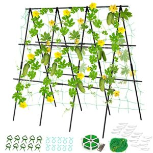 docred cucumber trellis, a frame trellis metal garden trellis for climbing plant cucumber, flowers, melon, vegetables