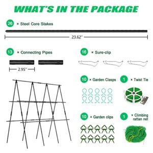 DoCred Cucumber Trellis, A Frame Trellis Metal Garden Trellis for Climbing Plant Cucumber, Flowers, Melon, Vegetables