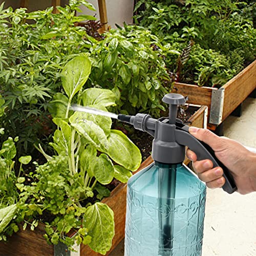 Cedilis 2 Pack 0.5 Gallon Hand Held Garden Sprayer, Manual Pump Pressure Water Sprayers with Adjustable Nozzle, Plastic Watering Can, Hand Sprayer for Watering Misting Plants, Lawn, Garden(2L Green)