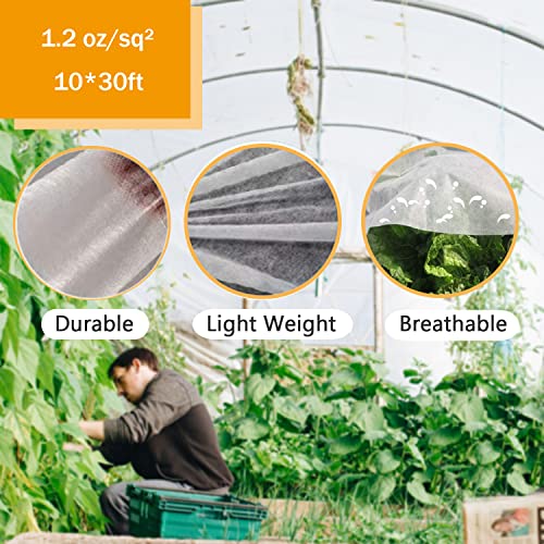 FINEST+ Plant Covers Freeze Protection 10ft×30ft, Reusable Floating Row Cover for Cold Weather, Garden Winterize Cover for Winter Frost Protection