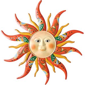 vokproof metal sun wall art decor – 17.3inches sun face garden sculptures & statues wall art for indoor and outdoor, farmhouse, patio, garden decoration