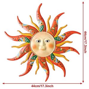 VOKPROOF Metal Sun Wall Art Decor - 17.3Inches Sun Face Garden Sculptures & Statues Wall Art for Indoor and Outdoor, Farmhouse, Patio, Garden Decoration