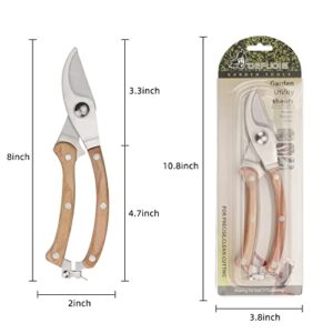 LIFVCNT Wood Handle Garden Shear Kit, Plant Pruning Scissors Garden Cutter Flower Shears Hand, Tree Trimmers Secateurs Clipping Shears for Gardening, Ergonomic Gardening Tools Gardener's Gift