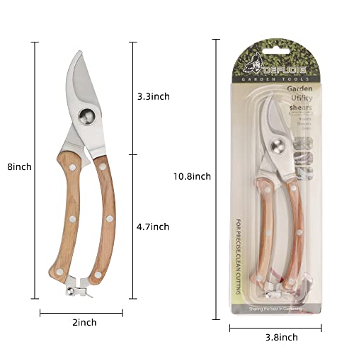 LIFVCNT Wood Handle Garden Shear Kit, Plant Pruning Scissors Garden Cutter Flower Shears Hand, Tree Trimmers Secateurs Clipping Shears for Gardening, Ergonomic Gardening Tools Gardener's Gift