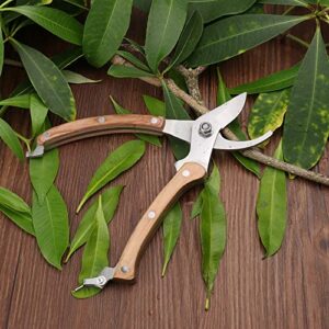 LIFVCNT Wood Handle Garden Shear Kit, Plant Pruning Scissors Garden Cutter Flower Shears Hand, Tree Trimmers Secateurs Clipping Shears for Gardening, Ergonomic Gardening Tools Gardener's Gift