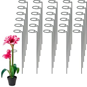hozeon 30 pack 15.7 inch plant support stakes, garden single stem flower plant support, plant cage support ring plant sticks for single stem flowers, amaryllis, tomatoes, orchid, lily, green