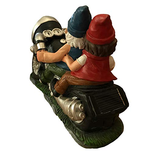 Biker Garden Gnomes Couple On Motorcycle - Outdoor Cute Figurine Motorcycle Statues, Garden Gnome Outdoor, Biker Couple in Love, Make Your Home and Garden More Fun, Great Gift