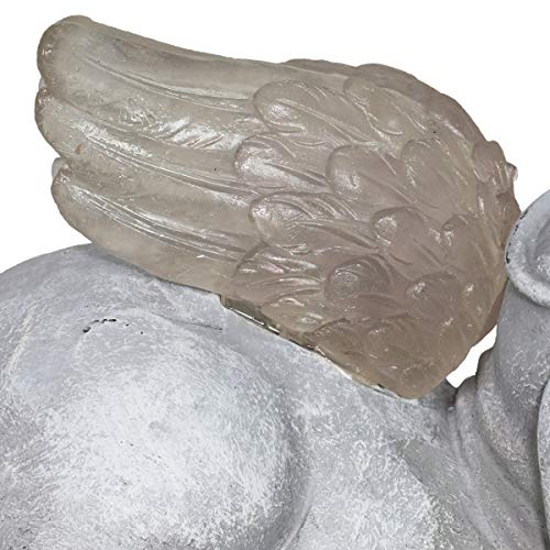 Exhart Dog Statue, Solar Cradled Pet Memorial Garden Sculpture, LED Light Angel Wings, Outdoor Garden Decoration, 8 x 5 Inch