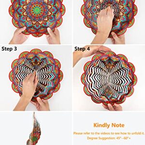Canodoky Mandala Wind Spinner, Vibrant Color Mandala 3D Wind Spinners for Yard and Garden | 12 Inch Hanging Wind Spinners for Indoor Outdoor Wind & Sun Catches