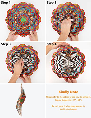 Canodoky Mandala Wind Spinner, Vibrant Color Mandala 3D Wind Spinners for Yard and Garden | 12 Inch Hanging Wind Spinners for Indoor Outdoor Wind & Sun Catches