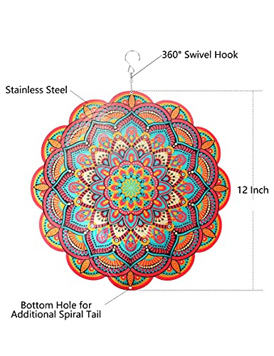 Canodoky Mandala Wind Spinner, Vibrant Color Mandala 3D Wind Spinners for Yard and Garden | 12 Inch Hanging Wind Spinners for Indoor Outdoor Wind & Sun Catches