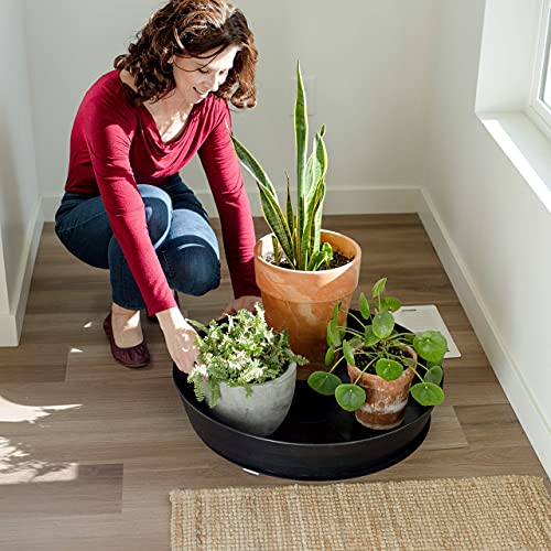 Garden Hour 25" Extra-Large Plant Saucers for Potted Plants & Felt Mat for Floor Protection - Plastic Plant Trays for Indoors No Holes - Extra-Deep Drip Trays for Potted Plants - 25W x 4.2D in.