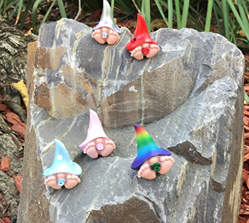 Miniature Baby Gnome “Toby” – The Baby Gnome with The Polka Dot Blue Hat for The Fairy Garden