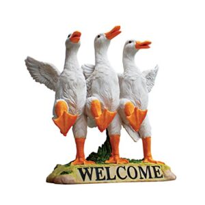 design toscano jq6260 delightful dancing ducks welcome sign garden statue, 11″ wx6 dx11.5 h, full color