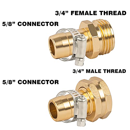 Uptotop Garden Hose Repair Connectors with Claps, Female and Male Garden Hose Fittings for 3/4" & 5/8", Metal Garden Hose Repair Kit, 3 Set