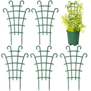 sunkrop 5 pack small trellis for potted plants indoor outdoor, tiny stackable plastic climbing stakes, mini diy garden support trellis for houseplants hoya pothos vines vegetables flowers stand frame