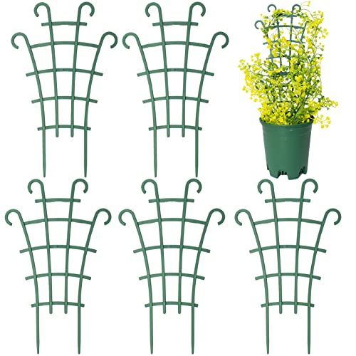 SunKrop 5 Pack Small Trellis for Potted Plants Indoor Outdoor, Tiny Stackable Plastic Climbing Stakes, Mini DIY Garden Support Trellis for Houseplants Hoya Pothos Vines Vegetables Flowers Stand Frame