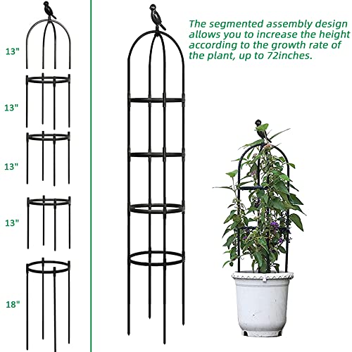 Garden Trellis for Climbing Plants, Rustproof Metal Pipe with Heavy Duty 6ft, Garden Outdoor Indoor Potted Plant Support（Black）…