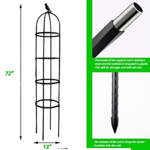 Garden Trellis for Climbing Plants, Rustproof Metal Pipe with Heavy Duty 6ft, Garden Outdoor Indoor Potted Plant Support（Black）…