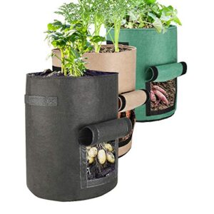 futone grow bags, potato planter bags, planting fabric pots with handles and flap, garden bags for vegetables, tomatoes, carrots, onions (10 gallon)