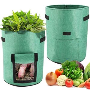 Futone Grow Bags, Potato Planter Bags, Planting Fabric Pots with Handles and Flap, Garden Bags for Vegetables, Tomatoes, Carrots, Onions (10 Gallon)