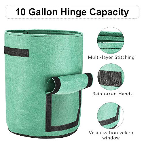 Futone Grow Bags, Potato Planter Bags, Planting Fabric Pots with Handles and Flap, Garden Bags for Vegetables, Tomatoes, Carrots, Onions (10 Gallon)