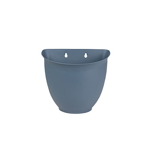 The HC Companies 8 Inch Garden Wall Planter - Plastic Hanging Plant Pot for Indoor Outdoor Flowers, Herbs, Slate Blue