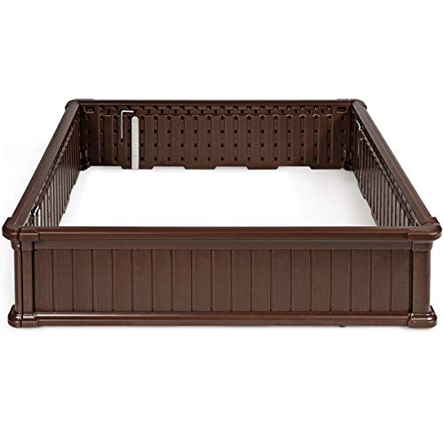 Giantex Raised Garden Bed, Planter for Flower Vegetables, Outdoor Plant Box Patio Backyard, Easy Assembly (48.5''Lx48.5''Wx12''H, Brown)