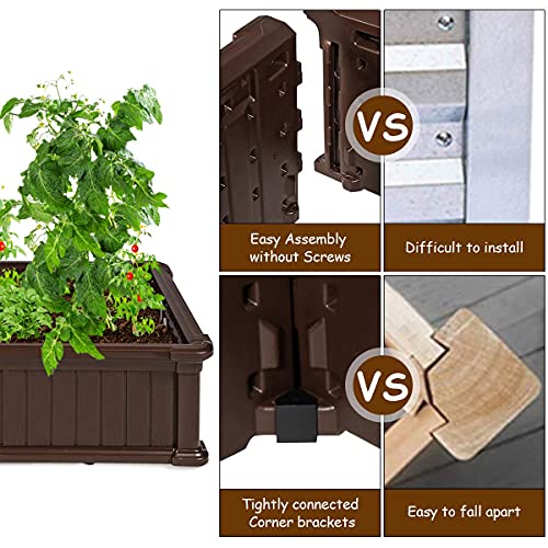 Giantex Raised Garden Bed, Planter for Flower Vegetables, Outdoor Plant Box Patio Backyard, Easy Assembly (48.5''Lx48.5''Wx12''H, Brown)