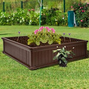 Giantex Raised Garden Bed, Planter for Flower Vegetables, Outdoor Plant Box Patio Backyard, Easy Assembly (48.5''Lx48.5''Wx12''H, Brown)