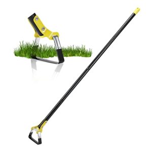 hoe garden tool, 62inch weeding loop stirrup hoe tools for garden, scuffle garden hula hoes with adjustable stainless steel long handle for weeding and loosening soil-black