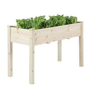 TMEE 4FT Raised Garden Bed Wooden Elevated Wood Planter Garden Box Kit for Vegetable Flower Herb Gardening Backyard Patio, Easy Assembly, 30in Height