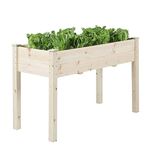 TMEE 4FT Raised Garden Bed Wooden Elevated Wood Planter Garden Box Kit for Vegetable Flower Herb Gardening Backyard Patio, Easy Assembly, 30in Height