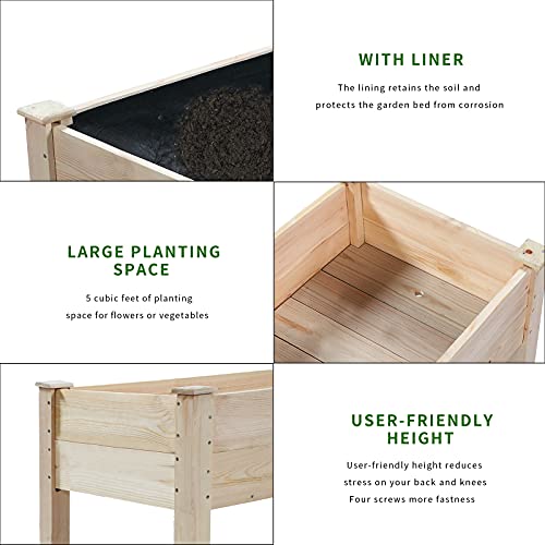TMEE 4FT Raised Garden Bed Wooden Elevated Wood Planter Garden Box Kit for Vegetable Flower Herb Gardening Backyard Patio, Easy Assembly, 30in Height