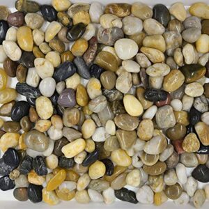 yishang 18 pounds river rocks, pebbles, garden outdoor decorative stones, natural polished mixed color stones for landscaping, home decor etc. (0.8-1.6 inches)