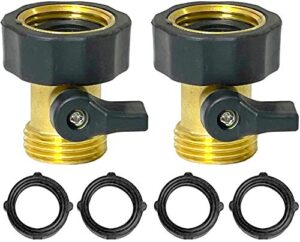 heavy duty brass hose shut off valve 2 pack | garden hose connector | water hose valve shut off | shutoff valve | 4 extra pressure washers | fits all standard hoses