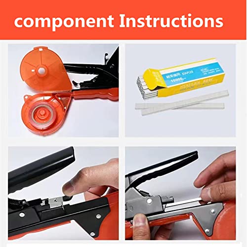 SUCA Plant Vine Tying Machine, Plant Tape Cattle Panels for Garden Trellis,Plant Tying toolwith 10000pcs Staples 24 Rolls Tape Plant Tape Gun for Grapes,tapener (tapetool set1pcs)