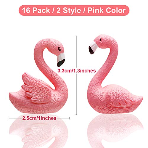 16 Pieces Mini Flamingo Miniature Figurines Fairy Garden Miniature Moss Landscape DIY Ornament Accessories (2 Styles), Cake Decoration, Micro Landscape Decoration, Car Decoration, Home Decoration